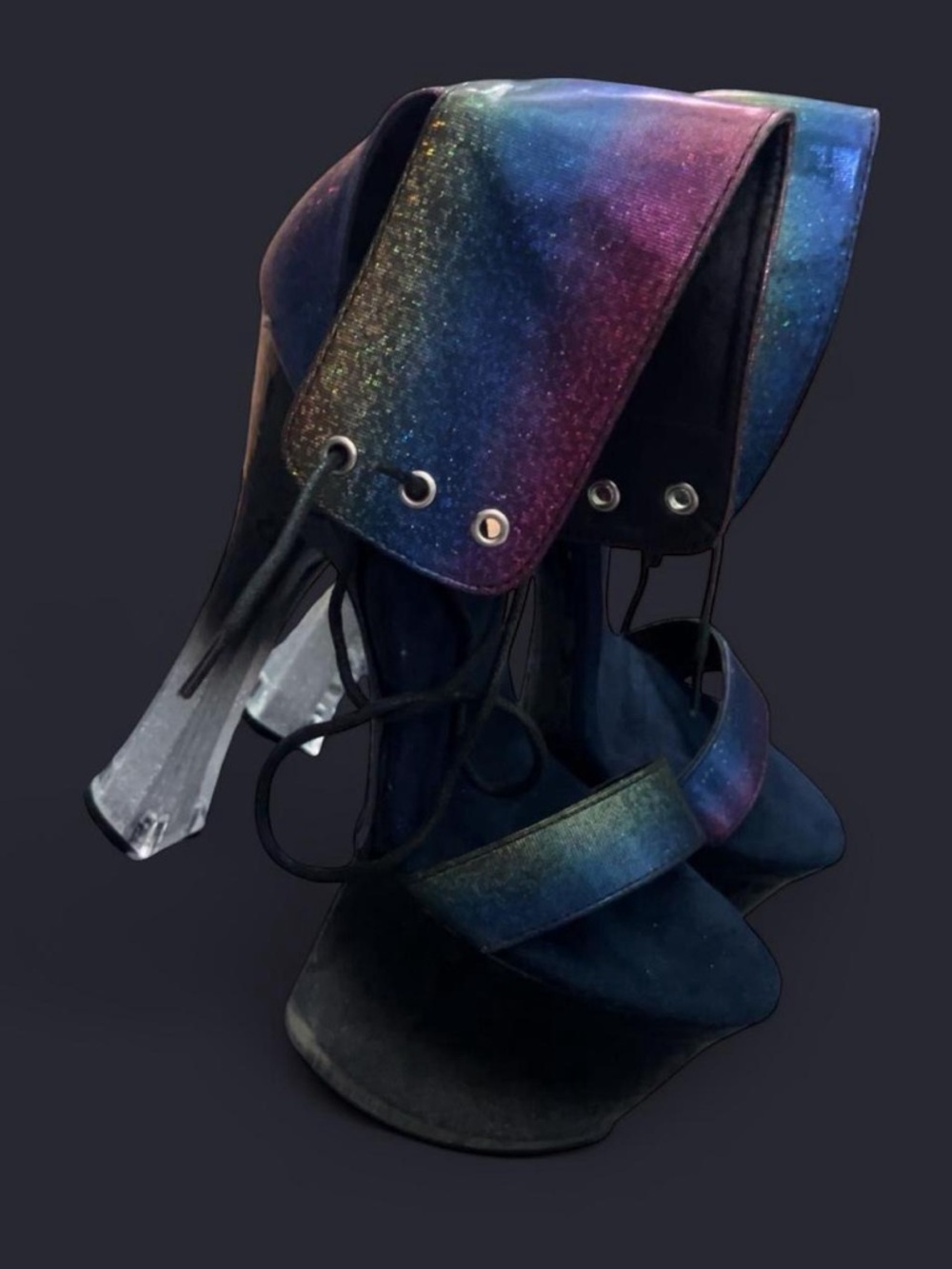 Women’s Iridescent Rainbow Lace-Up High Heels